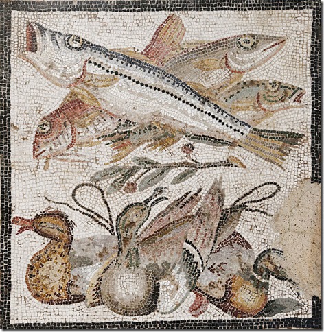 Poissons et canards, mosaïque romaine