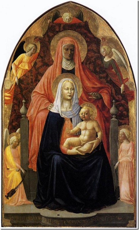 Sainte Anne, la Vierge à l’Enfant et cinq anges (1424), Masaccio et Masolino, Galerie des Offices, Florence