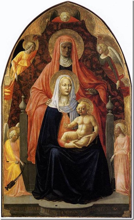Sainte Anne, la Vierge à l’Enfant et cinq anges (1424) par Masaccio et Masolino, Galerie des Offices, Florence