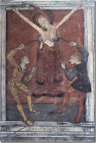 Martyre de Sainte Agathe, fresque de l'église Saint Martin à Sillegny