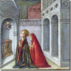 Sainte Lucie et sa mère prie sur le tombeau de Sainte Agathe