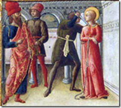Sainte Lucie a la gorge transpercée par un poignard par Quirizio da Murano