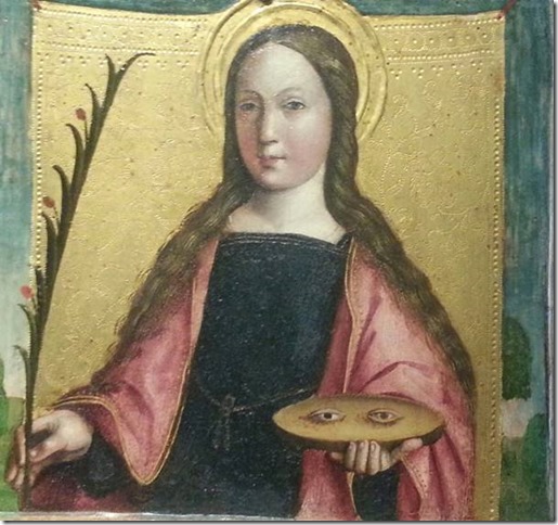 Sainte Lucie, détail de Assunzione della Vergine et santi, Gandolfino da Roreto, Turin